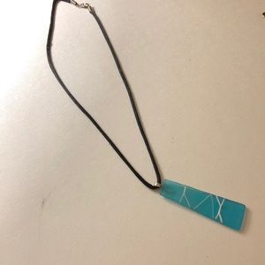 Necklace with glass pendant on the bottom!